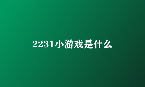 2231小游戏是什么