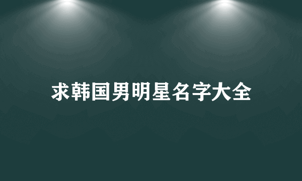 求韩国男明星名字大全