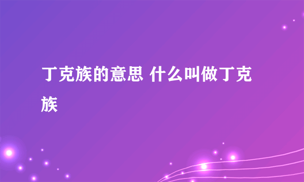 丁克族的意思 什么叫做丁克族