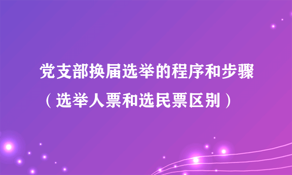 党支部换届选举的程序和步骤（选举人票和选民票区别）