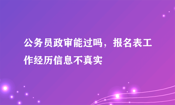 公务员政审能过吗，报名表工作经历信息不真实