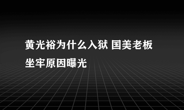 黄光裕为什么入狱 国美老板坐牢原因曝光