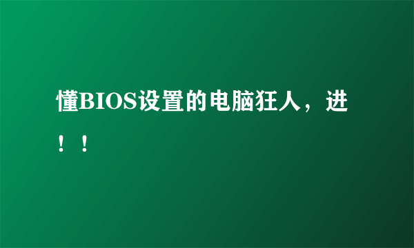 懂BIOS设置的电脑狂人，进！！