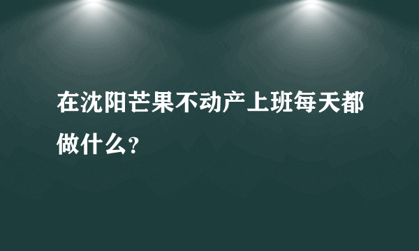 在沈阳芒果不动产上班每天都做什么？