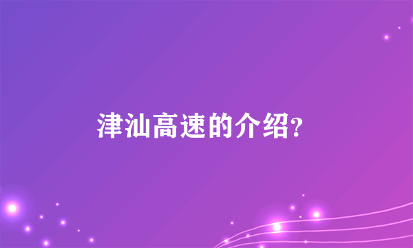 津汕高速的介绍？