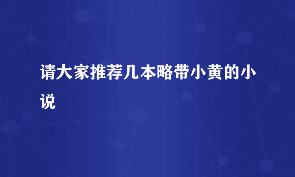 请大家推荐几本略带小黄的小说