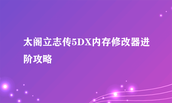 太阁立志传5DX内存修改器进阶攻略