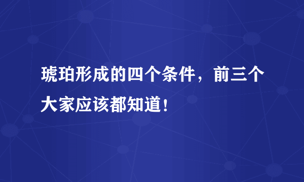 琥珀形成的四个条件，前三个大家应该都知道！