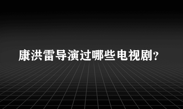 康洪雷导演过哪些电视剧？