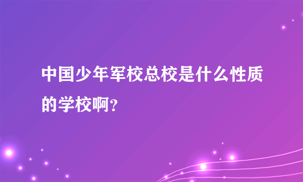 中国少年军校总校是什么性质的学校啊？