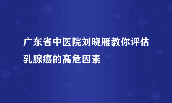 广东省中医院刘晓雁教你评估乳腺癌的高危因素