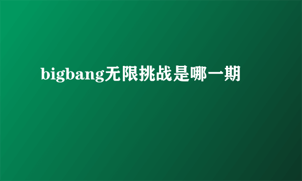 bigbang无限挑战是哪一期