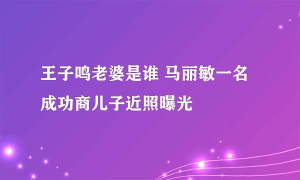 王子鸣老婆是谁 马丽敏一名成功商儿子近照曝光