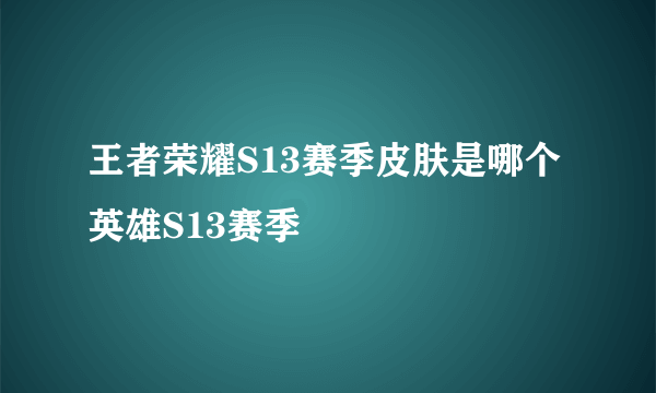 王者荣耀S13赛季皮肤是哪个英雄S13赛季