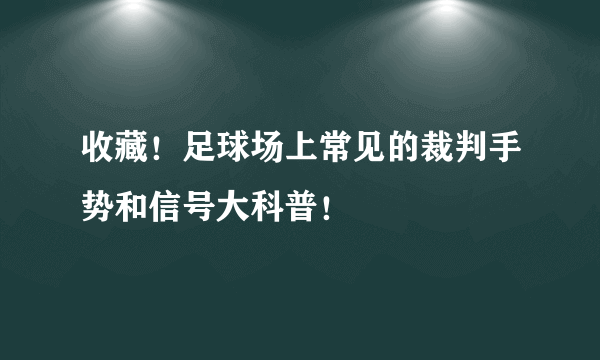 收藏！足球场上常见的裁判手势和信号大科普！