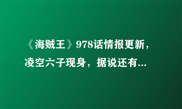 《海贼王》978话情报更新，凌空六子现身，据说还有两位大美女，是真的吗？