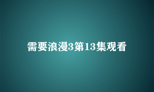 需要浪漫3第13集观看