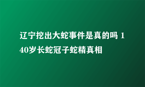 辽宁挖出大蛇事件是真的吗 140岁长蛇冠子蛇精真相