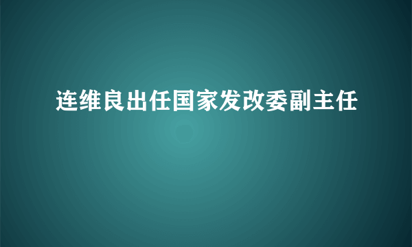 连维良出任国家发改委副主任