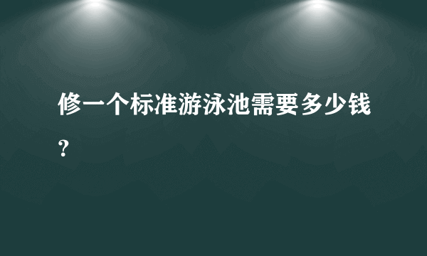 修一个标准游泳池需要多少钱？