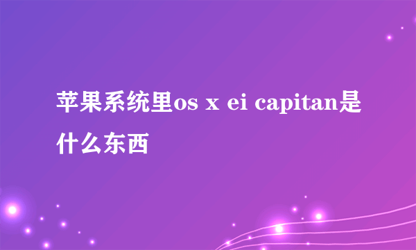 苹果系统里os x ei capitan是什么东西