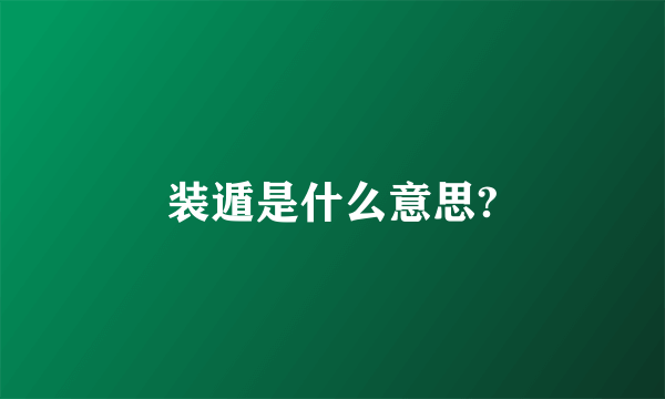 装遁是什么意思?