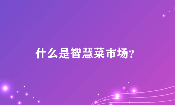 什么是智慧菜市场？