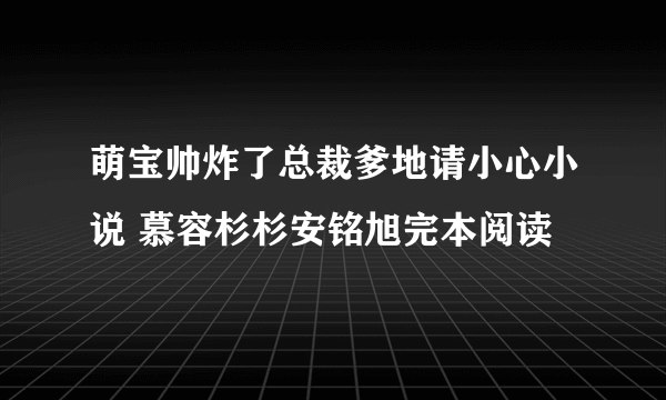 萌宝帅炸了总裁爹地请小心小说 慕容杉杉安铭旭完本阅读