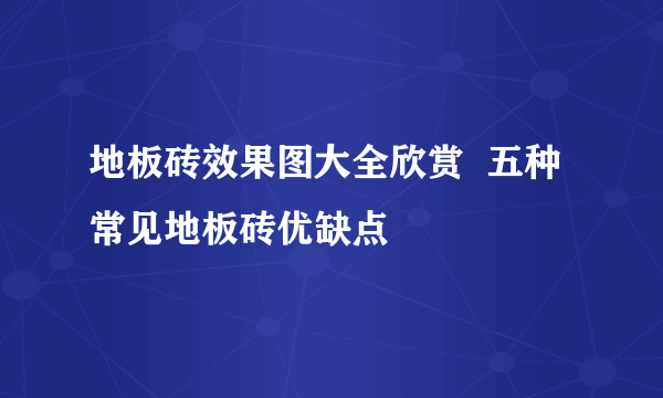 地板砖效果图大全欣赏  五种常见地板砖优缺点