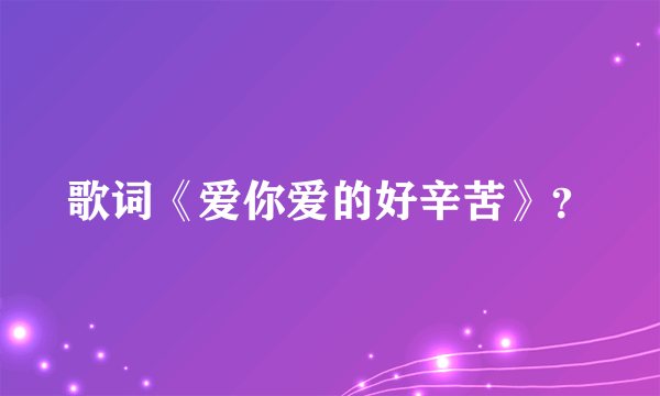 歌词《爱你爱的好辛苦》？