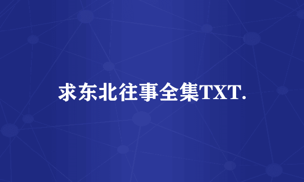 求东北往事全集TXT.