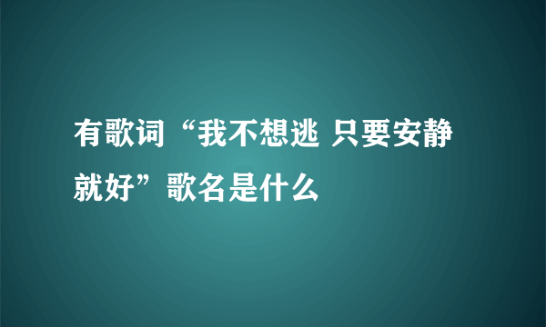 有歌词“我不想逃 只要安静就好”歌名是什么