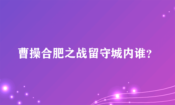 曹操合肥之战留守城内谁？