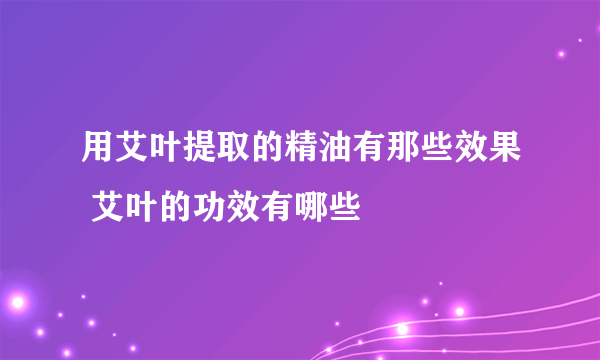 用艾叶提取的精油有那些效果 艾叶的功效有哪些