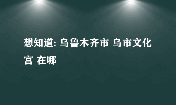 想知道: 乌鲁木齐市 乌市文化宫 在哪