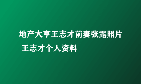 地产大亨王志才前妻张露照片 王志才个人资料