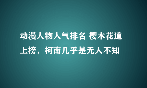 动漫人物人气排名 樱木花道上榜，柯南几乎是无人不知