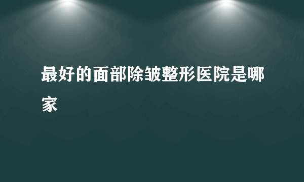 最好的面部除皱整形医院是哪家