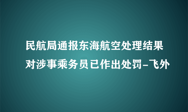 民航局通报东海航空处理结果对涉事乘务员已作出处罚-飞外