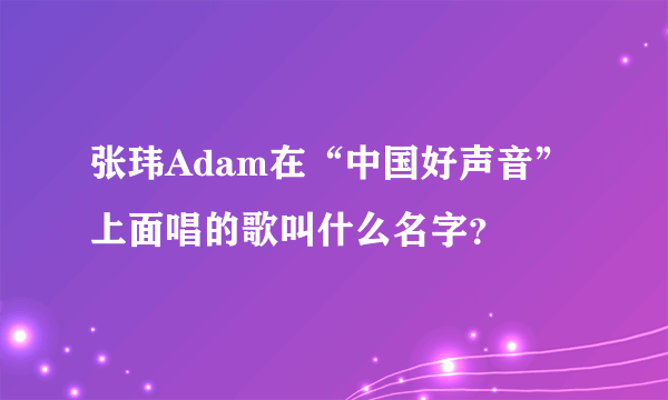 张玮Adam在“中国好声音”上面唱的歌叫什么名字？