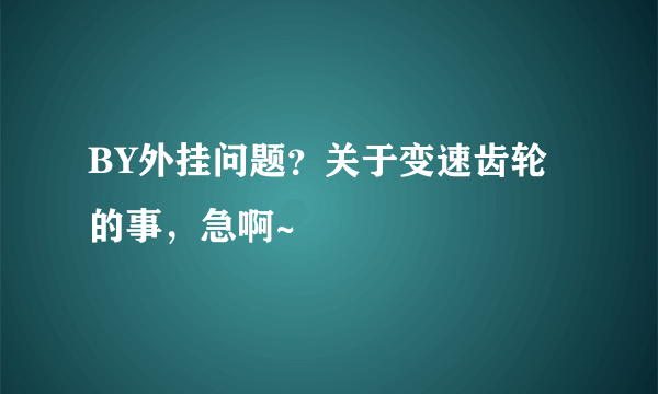 BY外挂问题？关于变速齿轮的事，急啊~