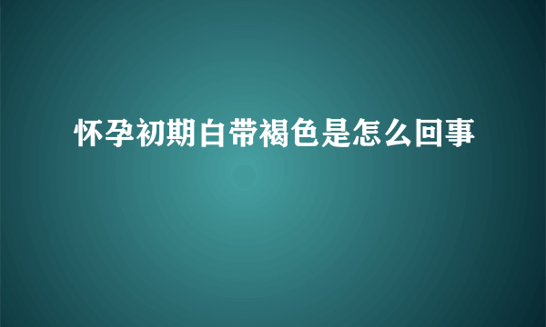 怀孕初期白带褐色是怎么回事