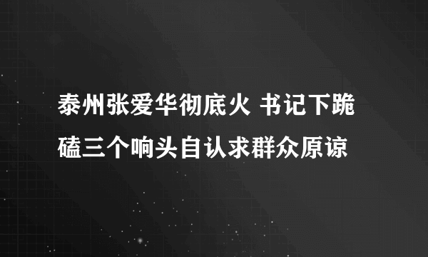 泰州张爱华彻底火 书记下跪磕三个响头自认求群众原谅