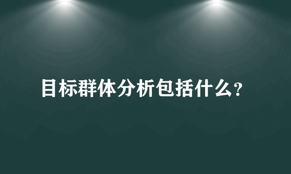 目标群体分析包括什么？