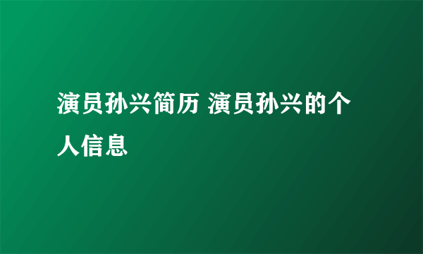 演员孙兴简历 演员孙兴的个人信息