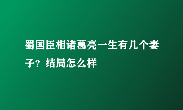 蜀国臣相诸葛亮一生有几个妻子？结局怎么样