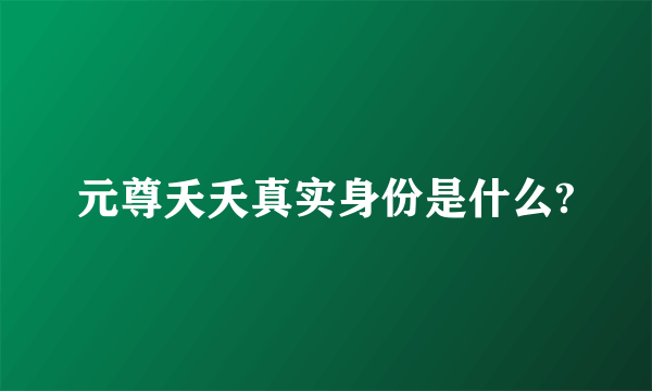 元尊夭夭真实身份是什么?