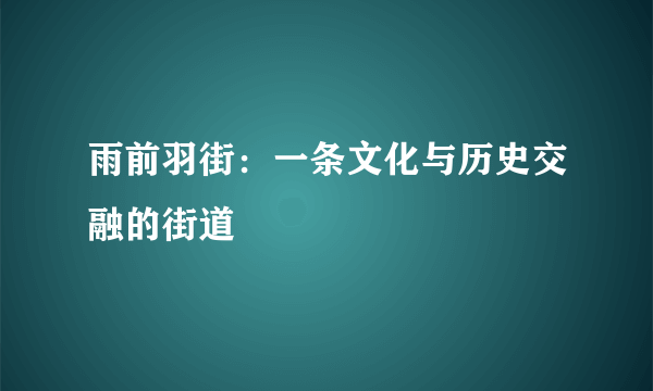 雨前羽街：一条文化与历史交融的街道