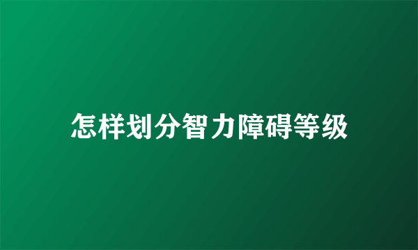 怎样划分智力障碍等级