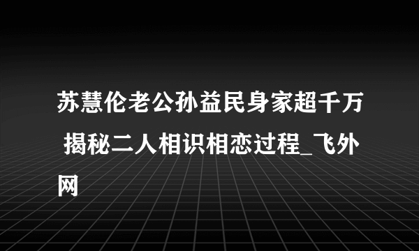 苏慧伦老公孙益民身家超千万 揭秘二人相识相恋过程_飞外网